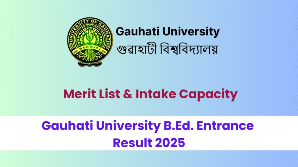 Gauhati University B.Ed. Entrance Result 2025 – Merit List & Intake Capacity
